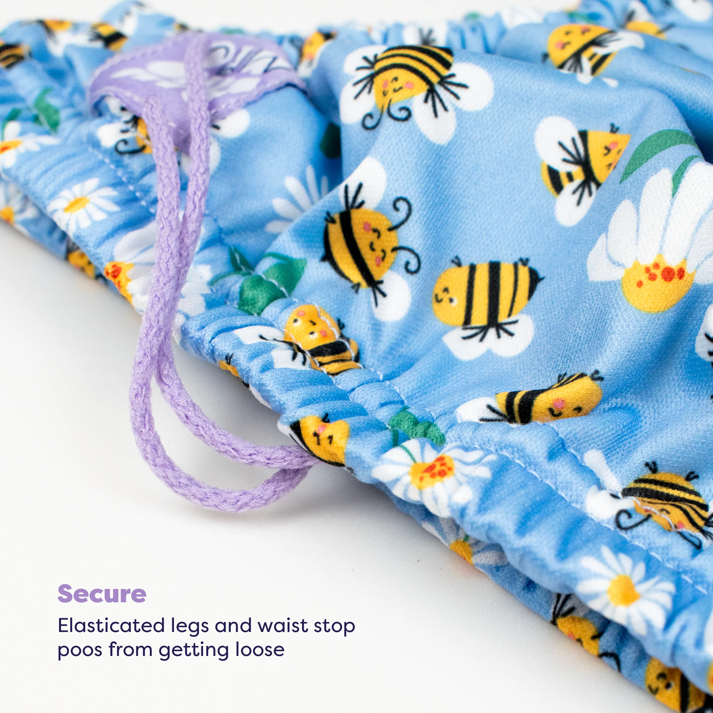 3 Piece Baby Swim Set with Swim Nappy, Swim top and Swim Hat in Busy Bees - Image 3