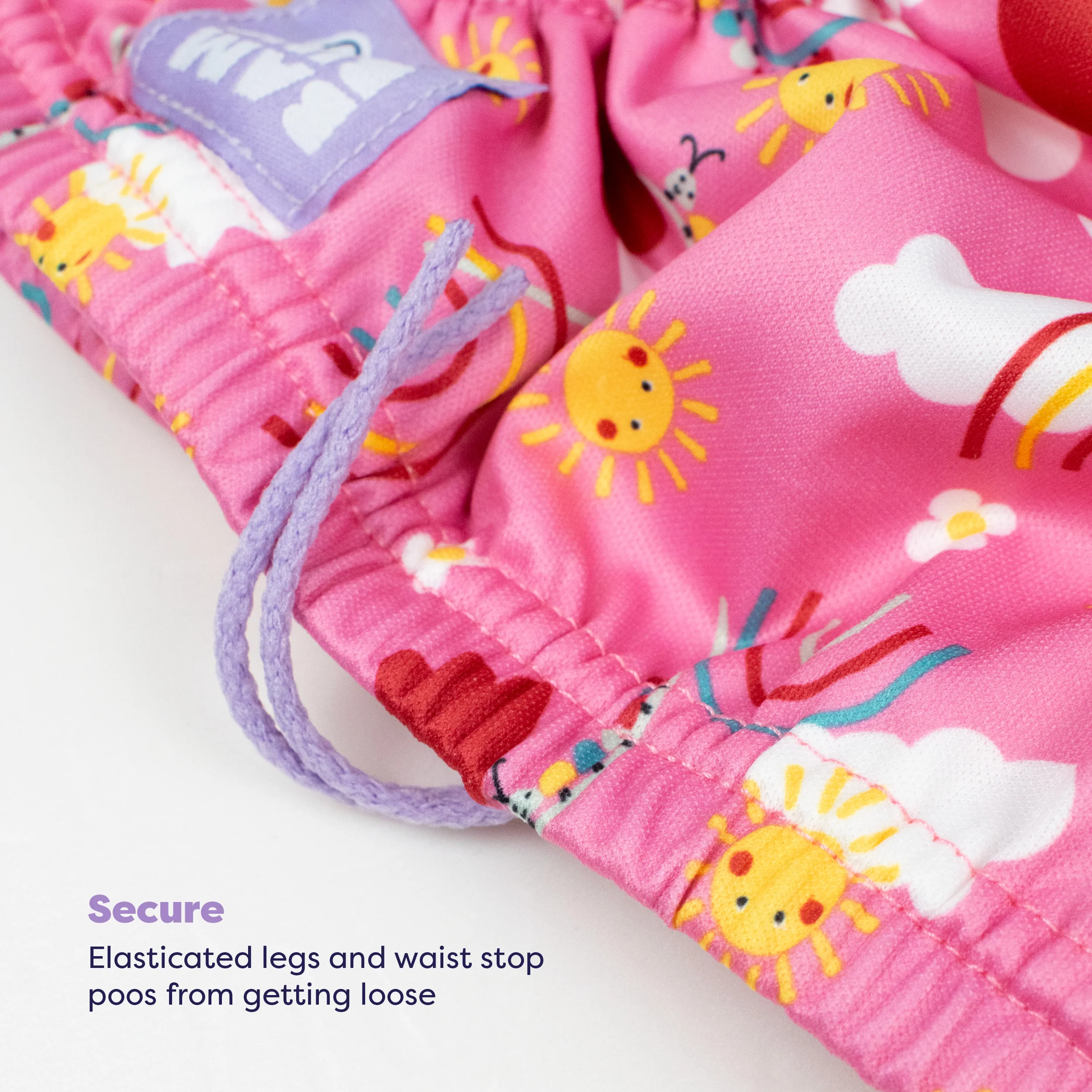 3 Piece Baby Swim Set with Swim Nappy, Swim top and Swim Hat in Happy Days - Image 3