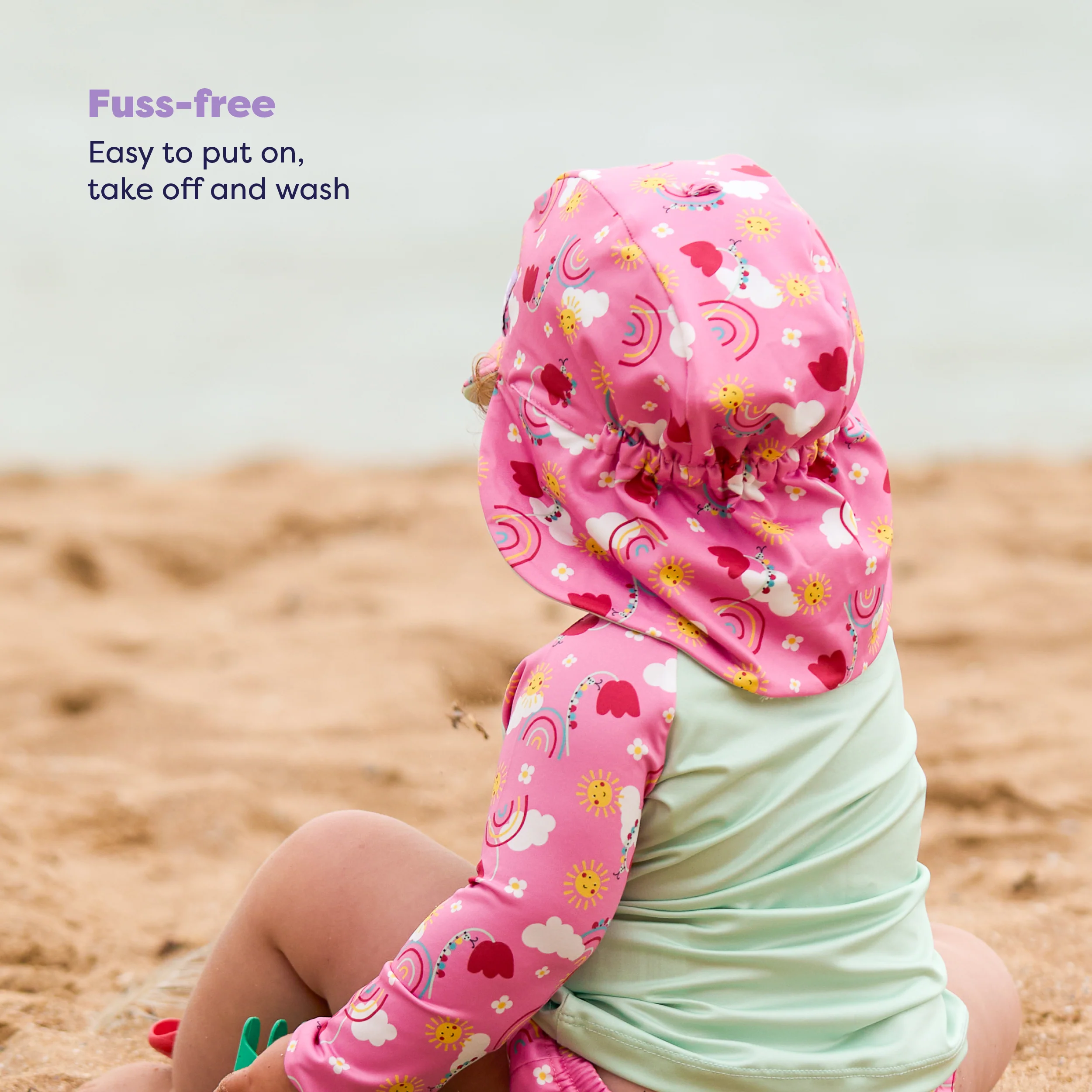 3 Piece Baby Swim Set with Swim Nappy, Swim top and Swim Hat in Happy Days - Image 4