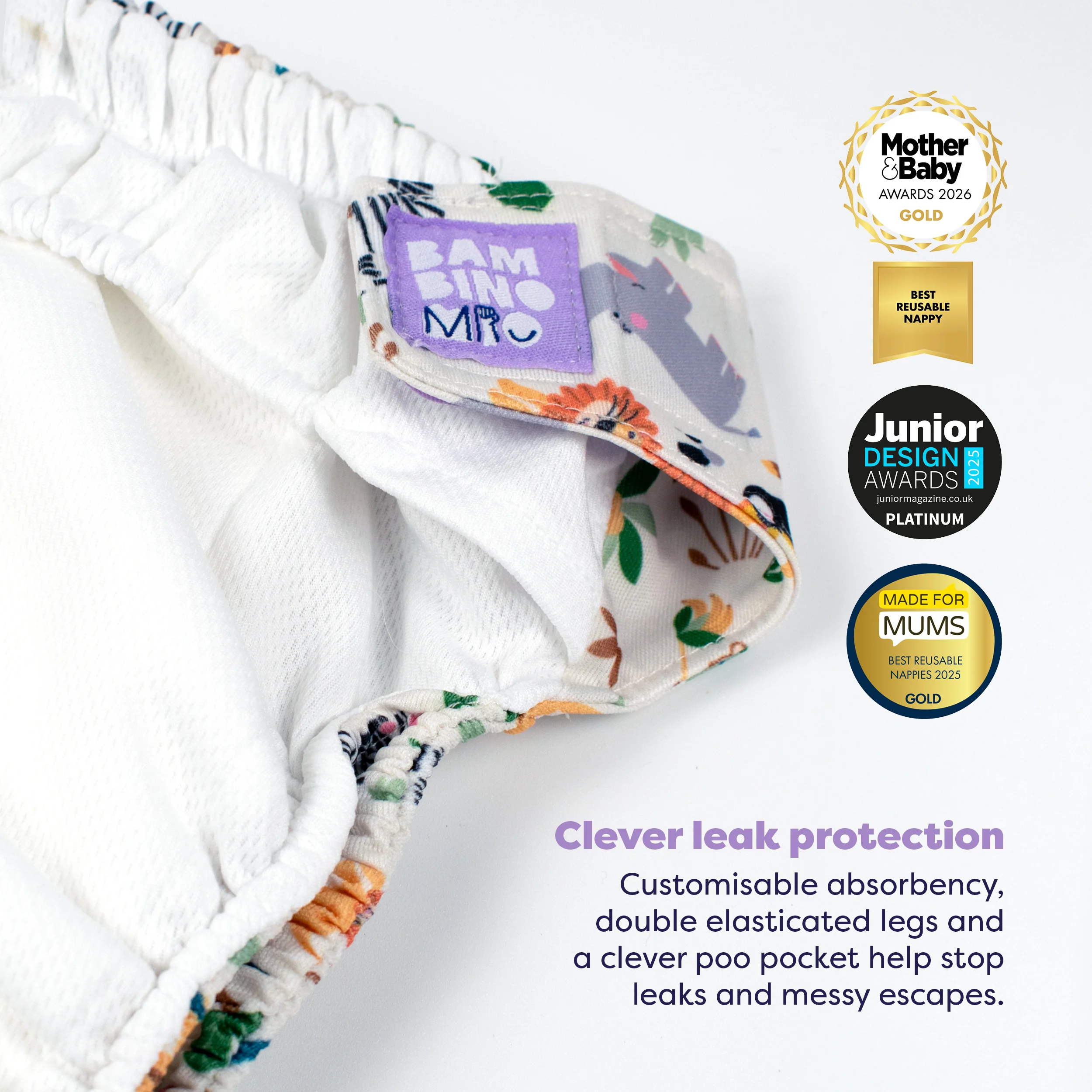 5 Pack Revolutionary Reusable Diaper Bundle in Wild Life - Image 3