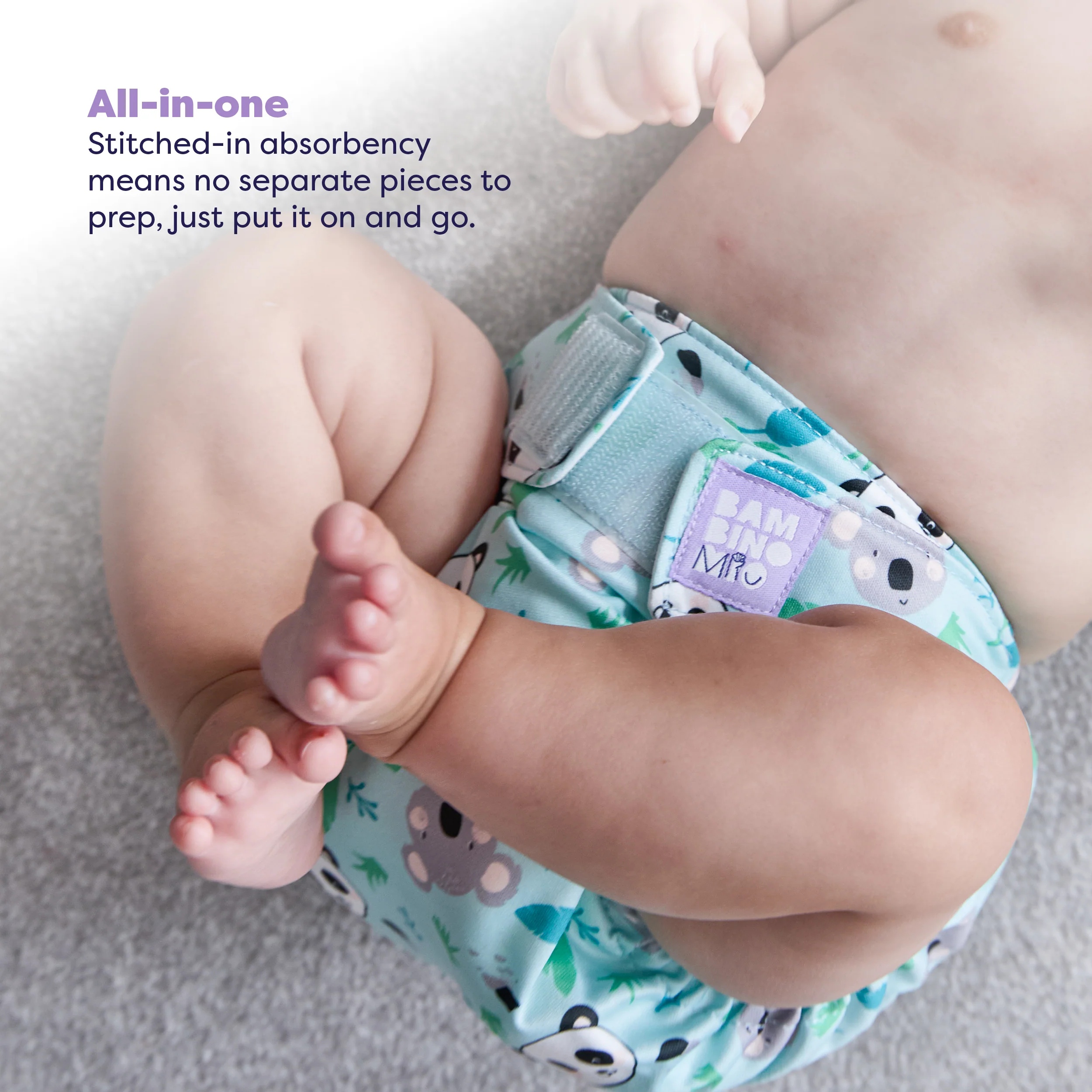 Miosolo All-In-One Reusable Diaper in Little Paws - Image 5