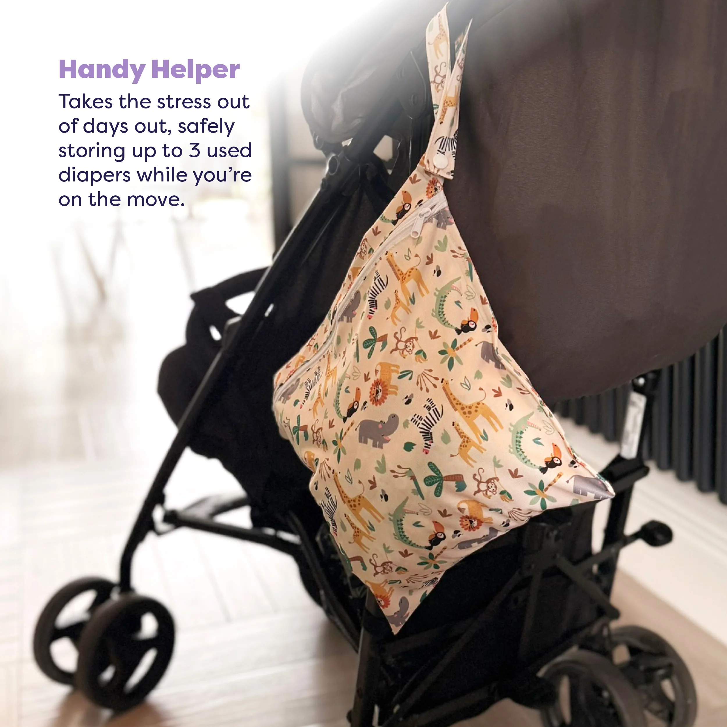 Out and About Waterproof Wet Diaper Bag in Safari Squad - Image 3