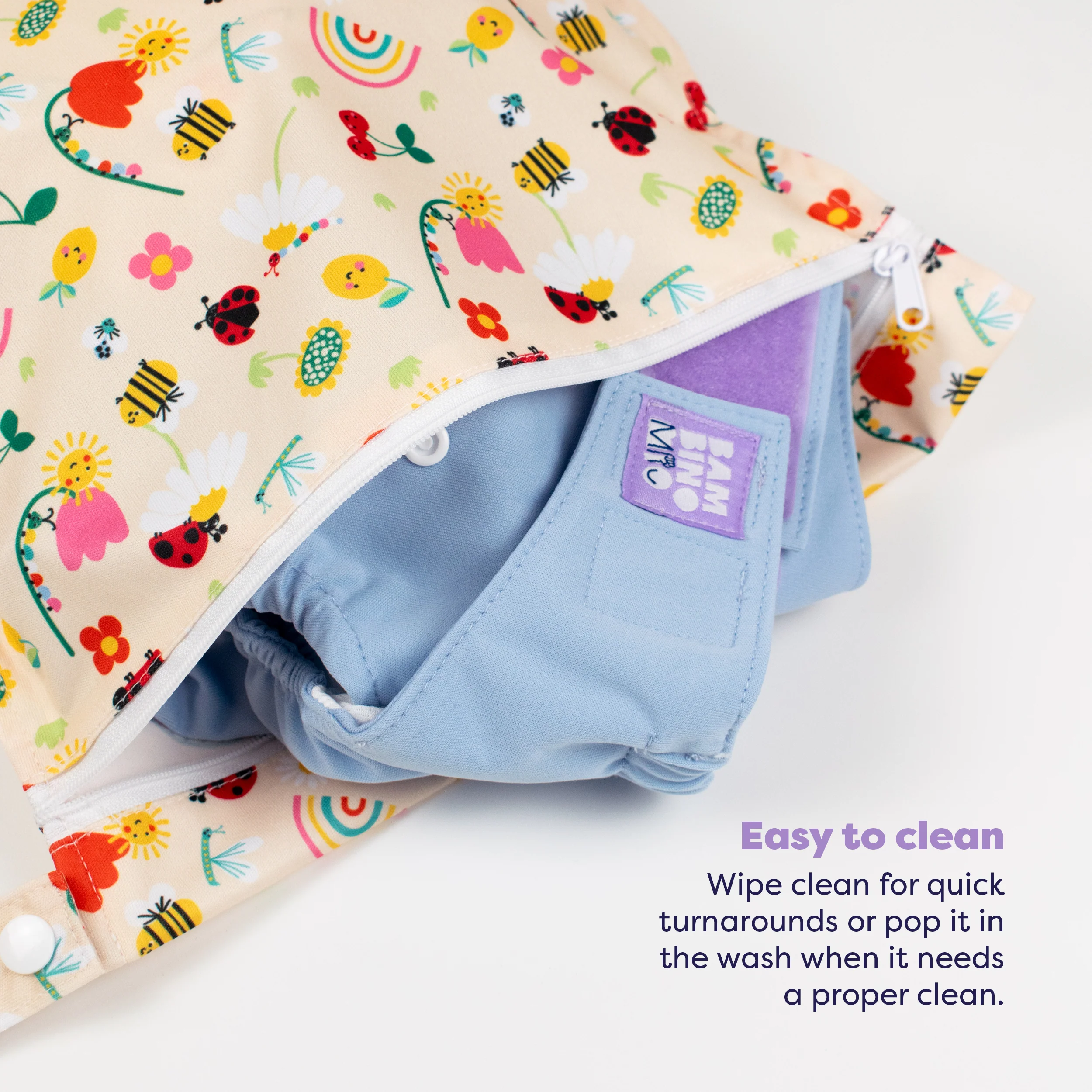 Out and About Waterproof Wet Diaper Bag in Sunshine Friends - Image 4