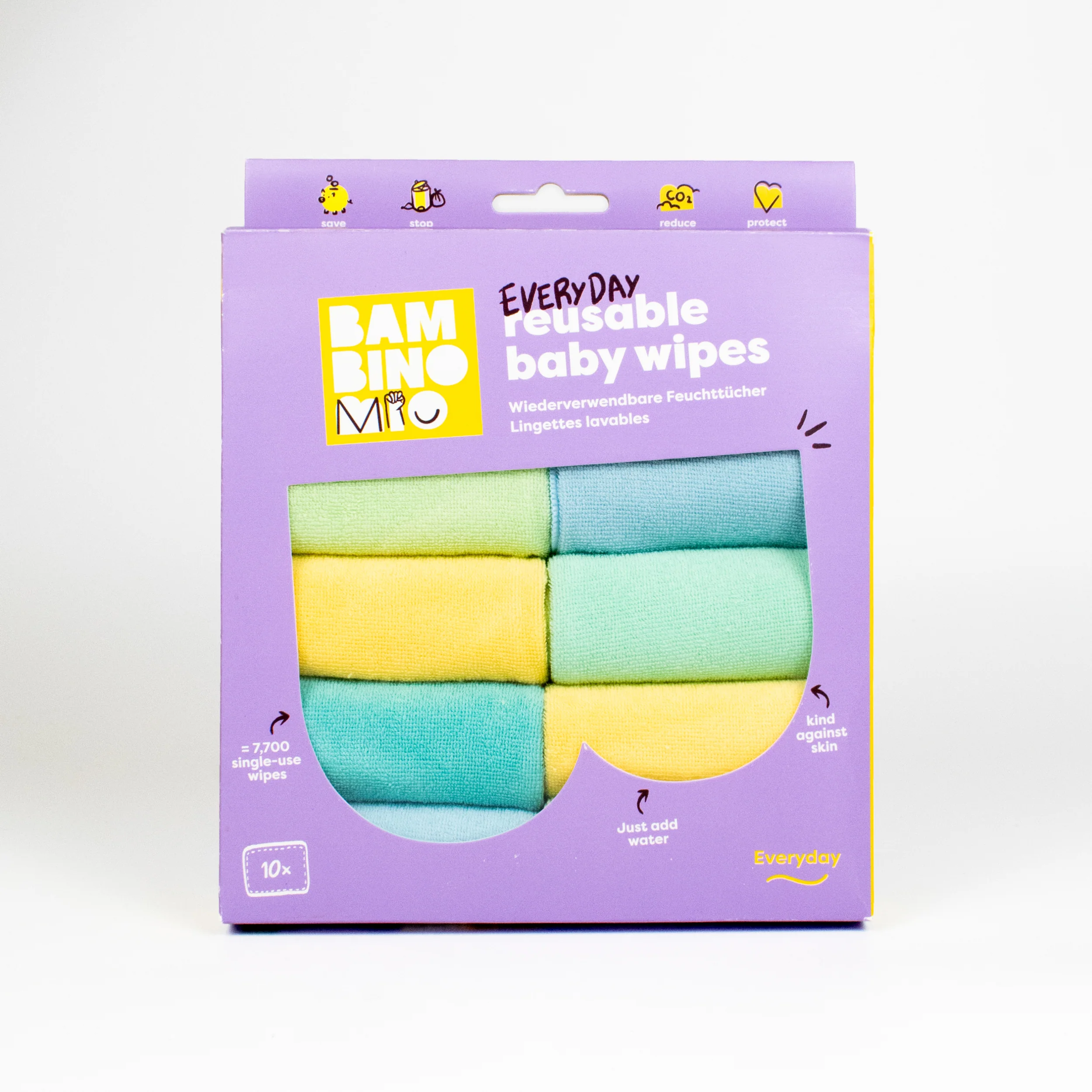 Reusable Baby Wipes for Sensitive Skin 10 Pack in Paintbox Pastels - Image 8