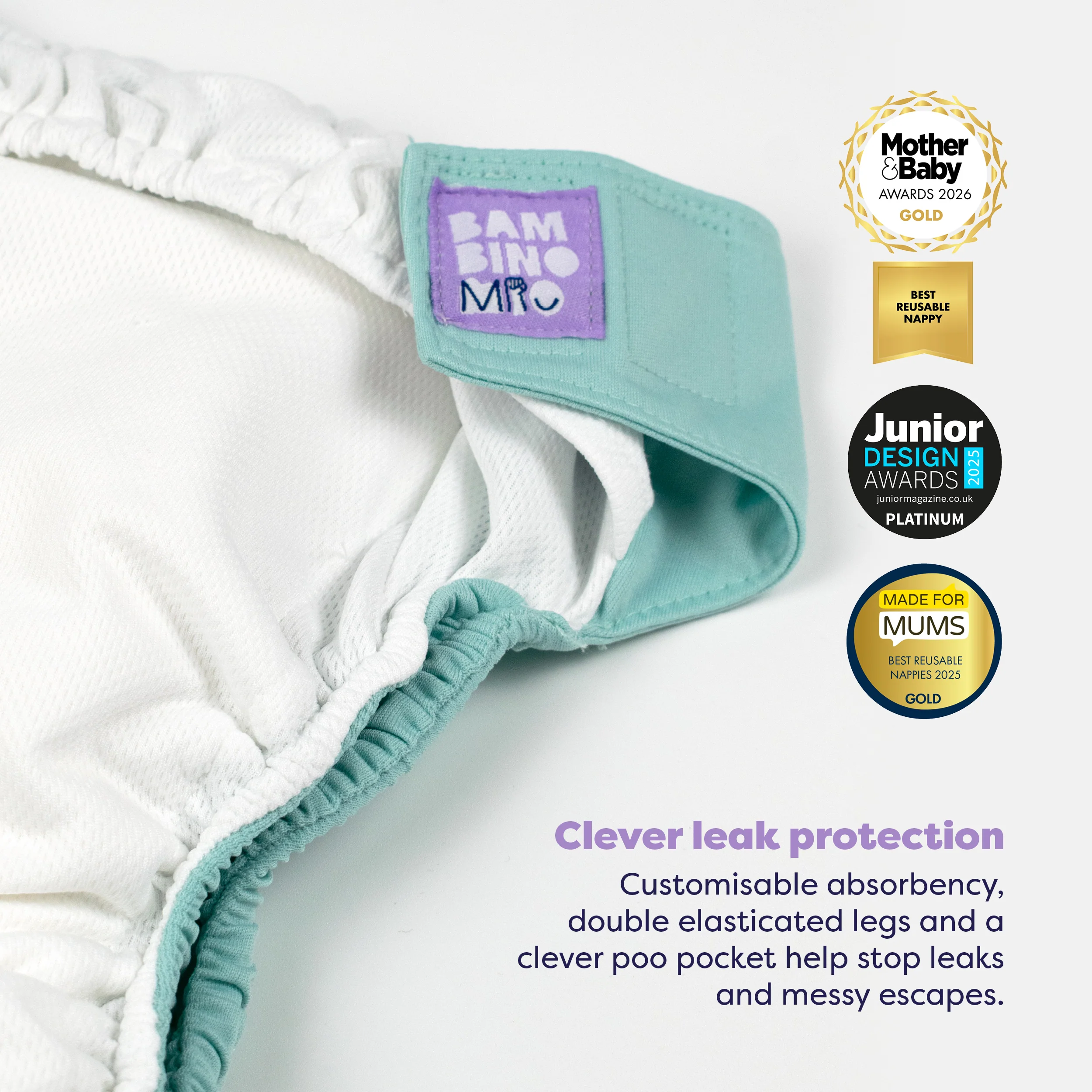 Revolutionary Reusable Diaper in Aqua - Image 3