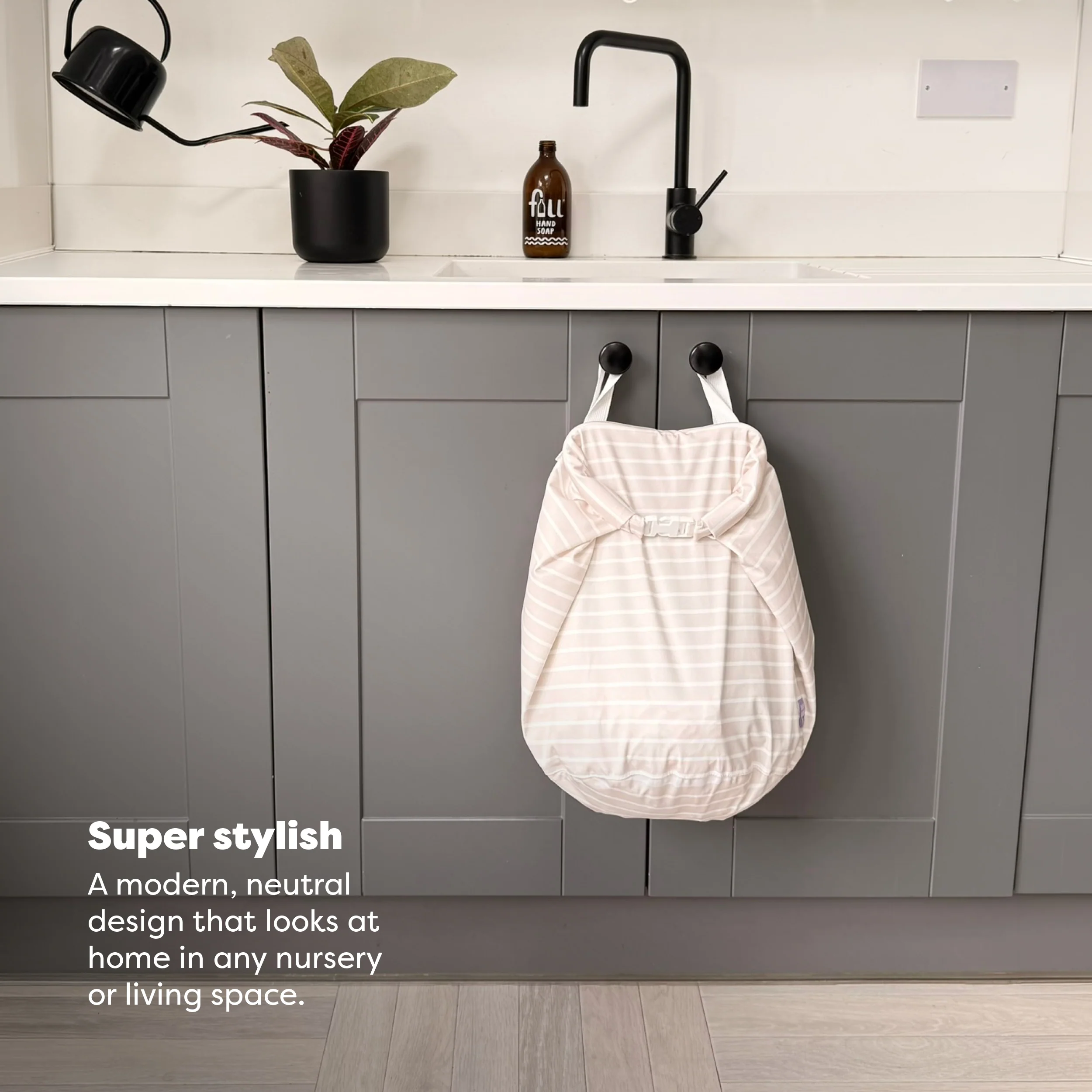 Stay-At-Home Wet Diaper Bag in Neutral Stripe - Image 4
