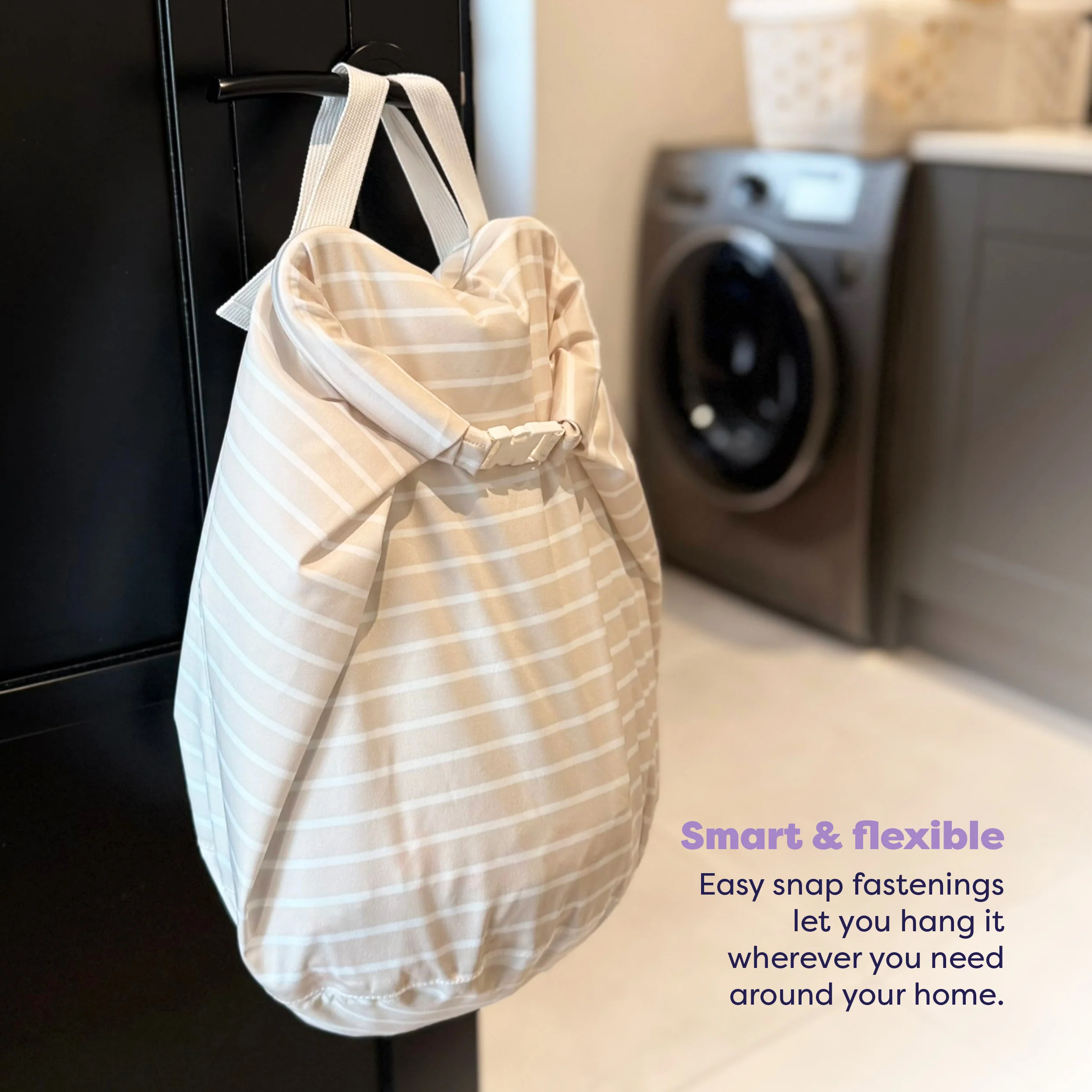 Stay-At-Home Wet Diaper Bag in Neutral Stripe - Image 5