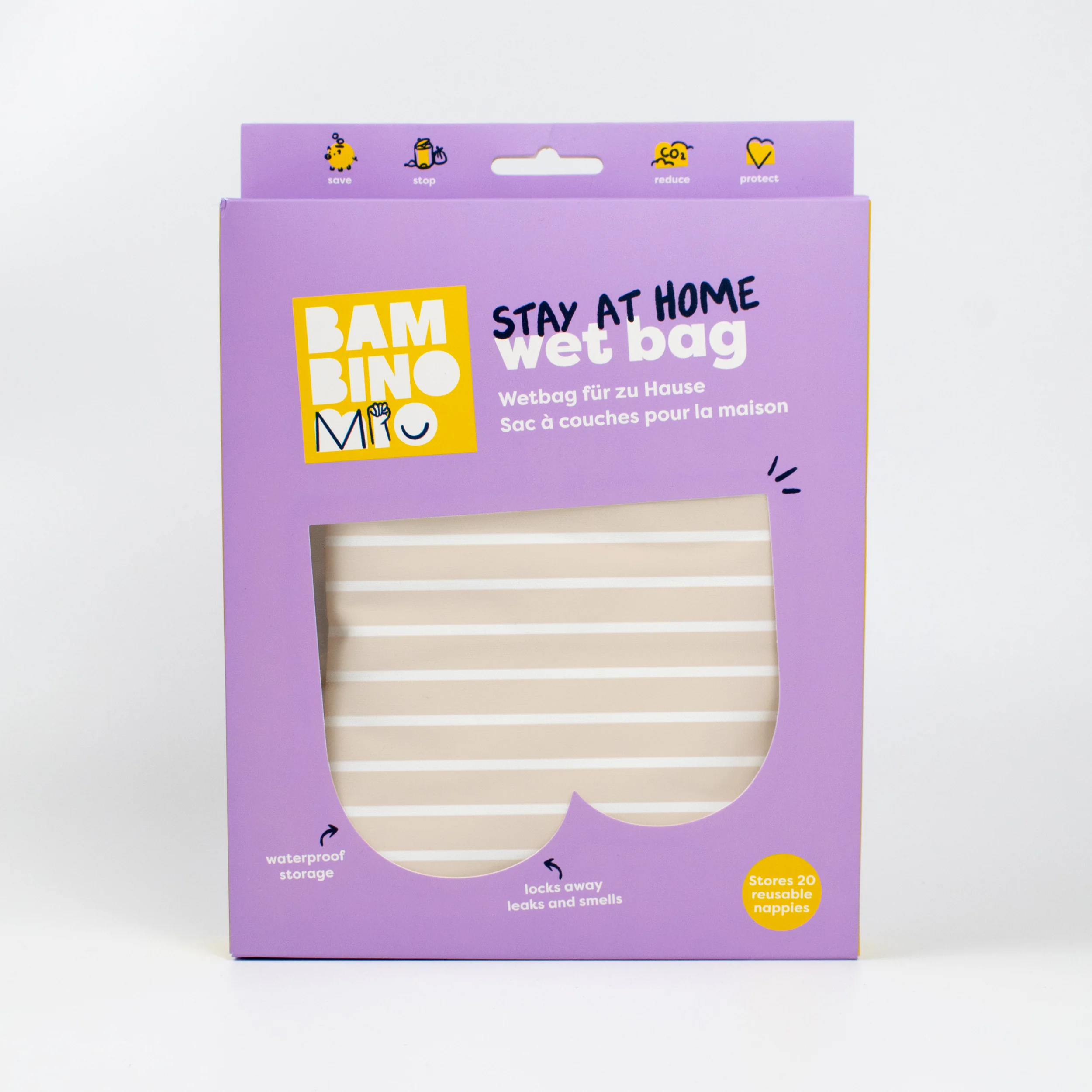 Stay-At-Home Wet Diaper Bag in Neutral Stripe - Image 6