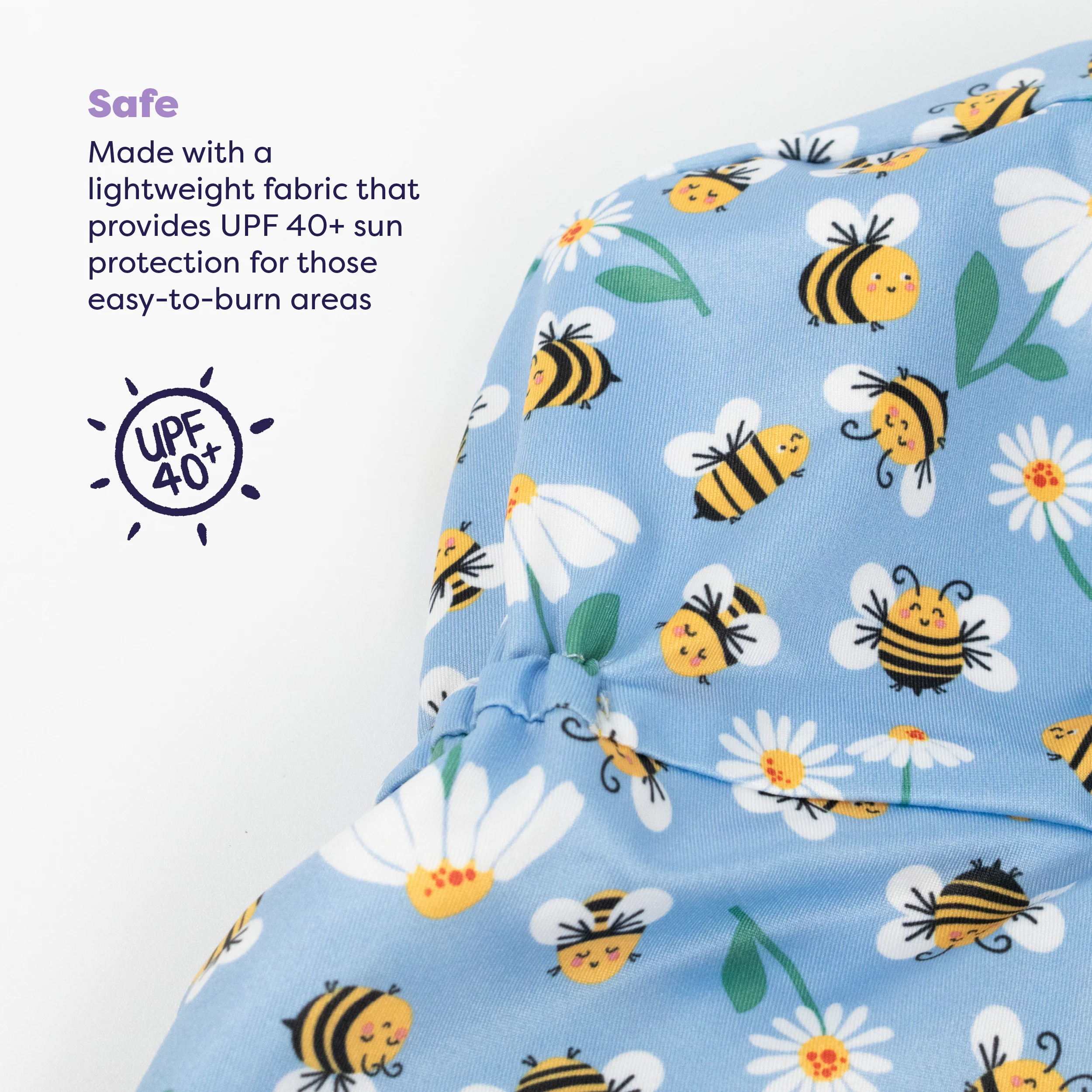 UPF 40+ Reversible Swim Hat for Babies and Toddlers in Busy Bees - Image 3