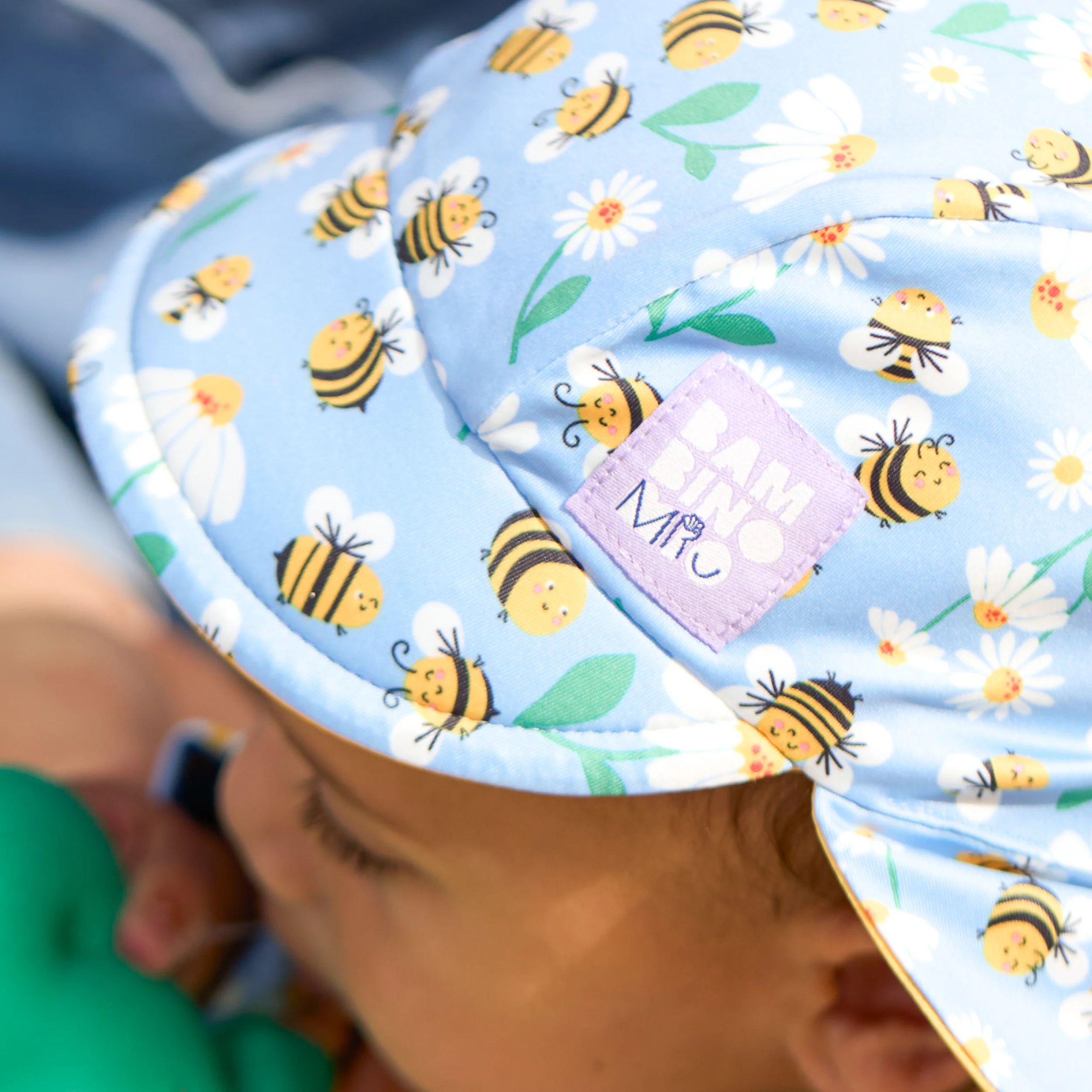 UPF 40+ Reversible Swim Hat for Babies and Toddlers in Busy Bees - Image 6