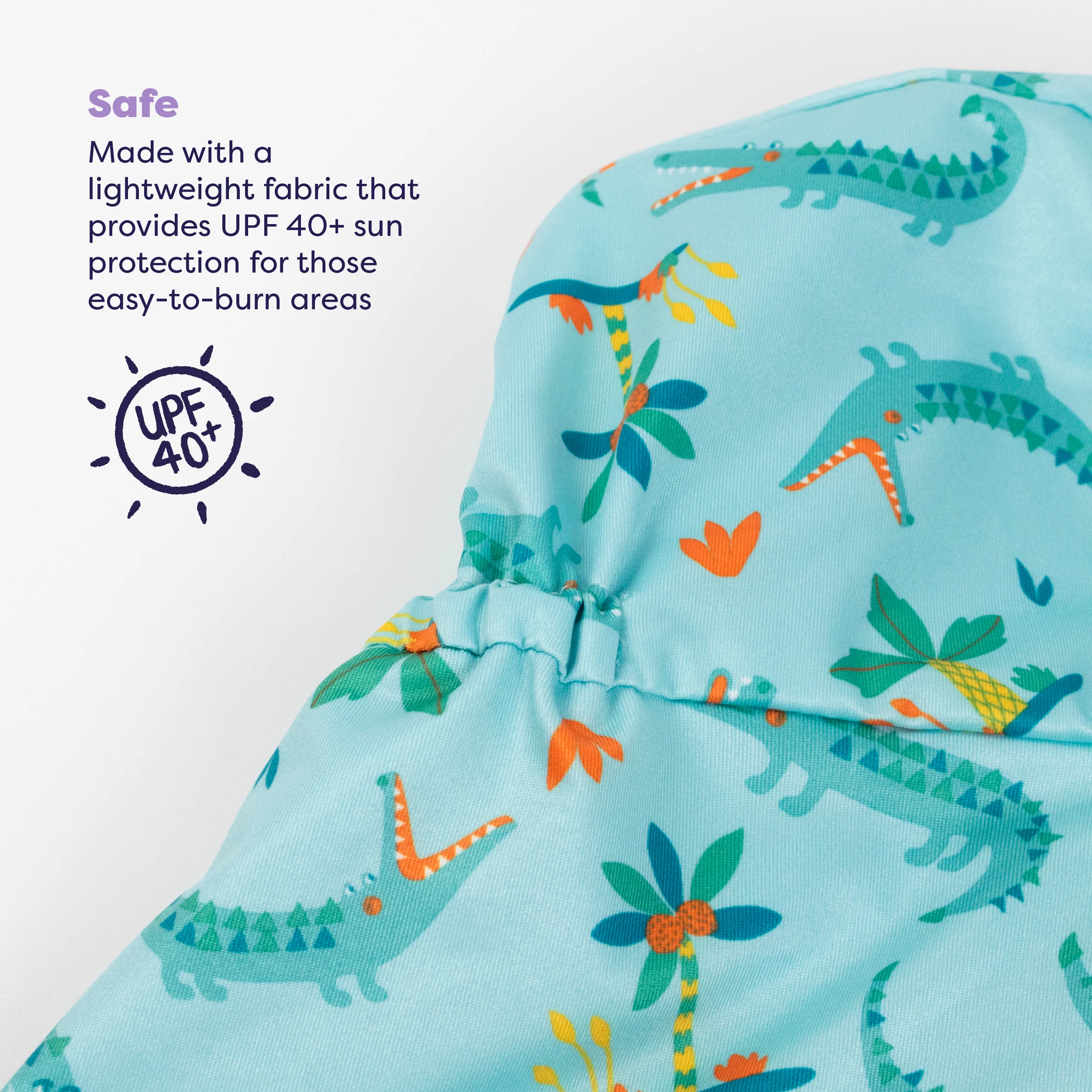 UPF 40+ Reversible Swim Hat for Babies and Toddlers in Crafty Croc - Image 3
