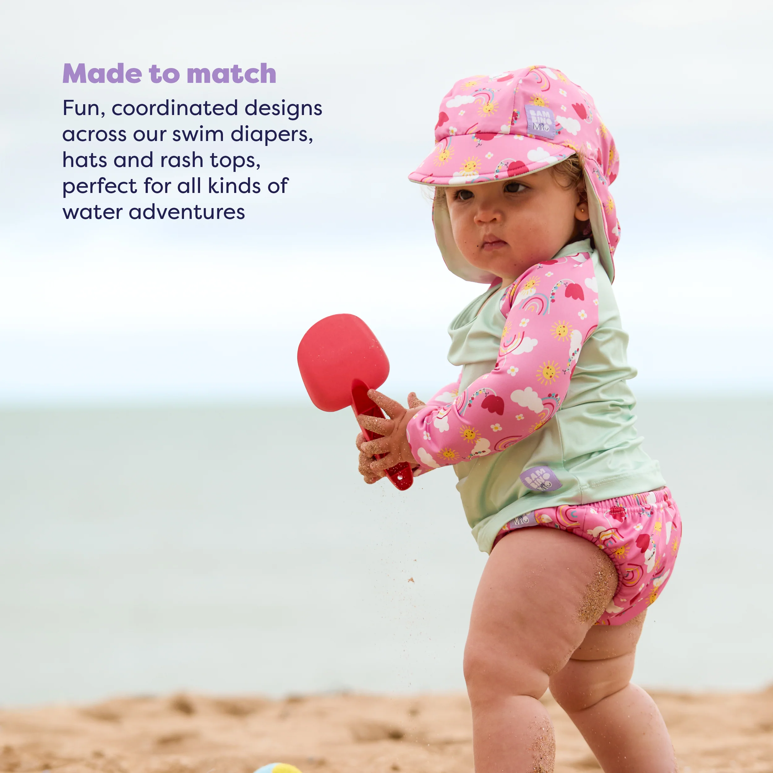 UPF 40+ Reversible Swim Hat for Babies and Toddlers in Happy Days - Image 4
