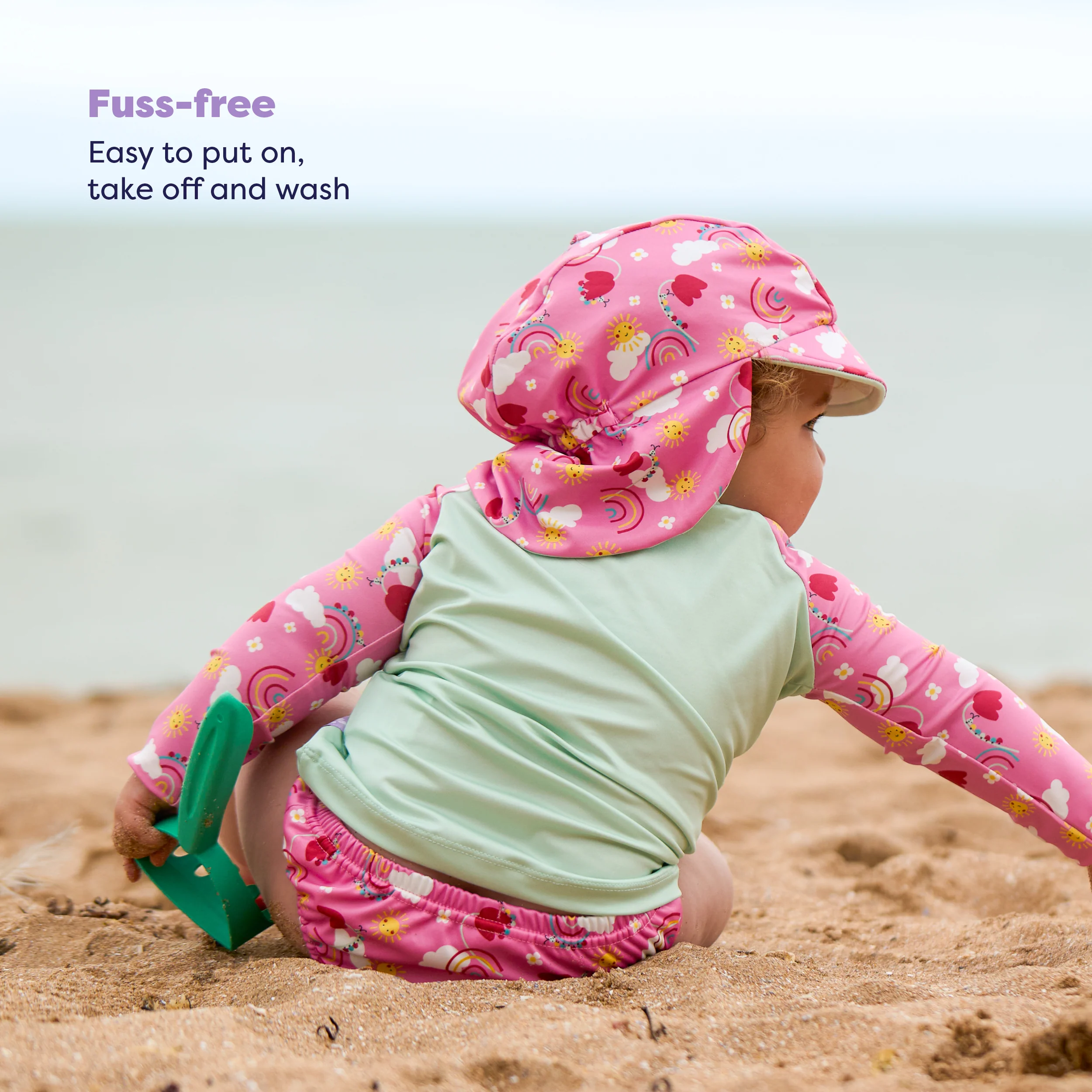 UPF 40+ Reversible Swim Hat for Babies and Toddlers in Happy Days - Image 5