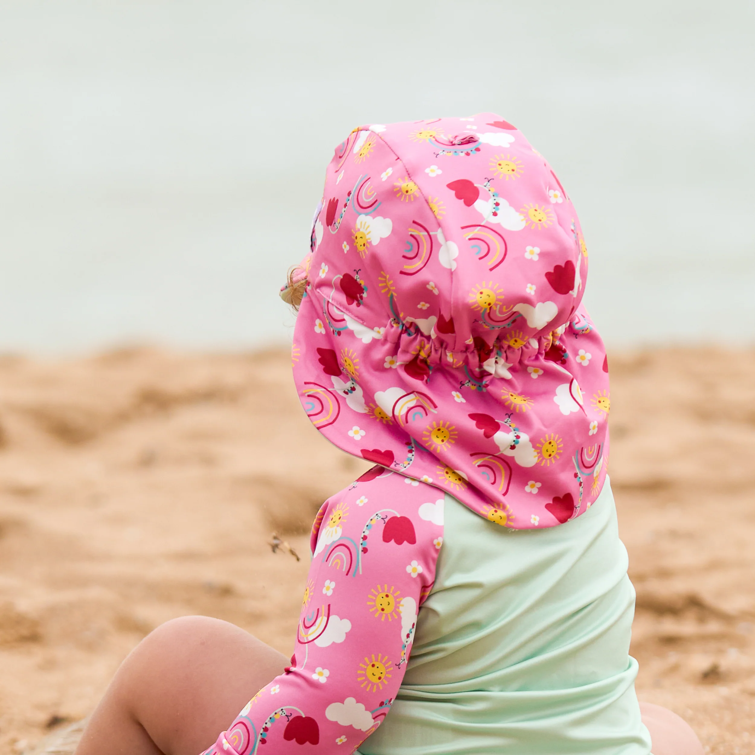 UPF 40+ Reversible Swim Hat for Babies and Toddlers in Happy Days - Image 6
