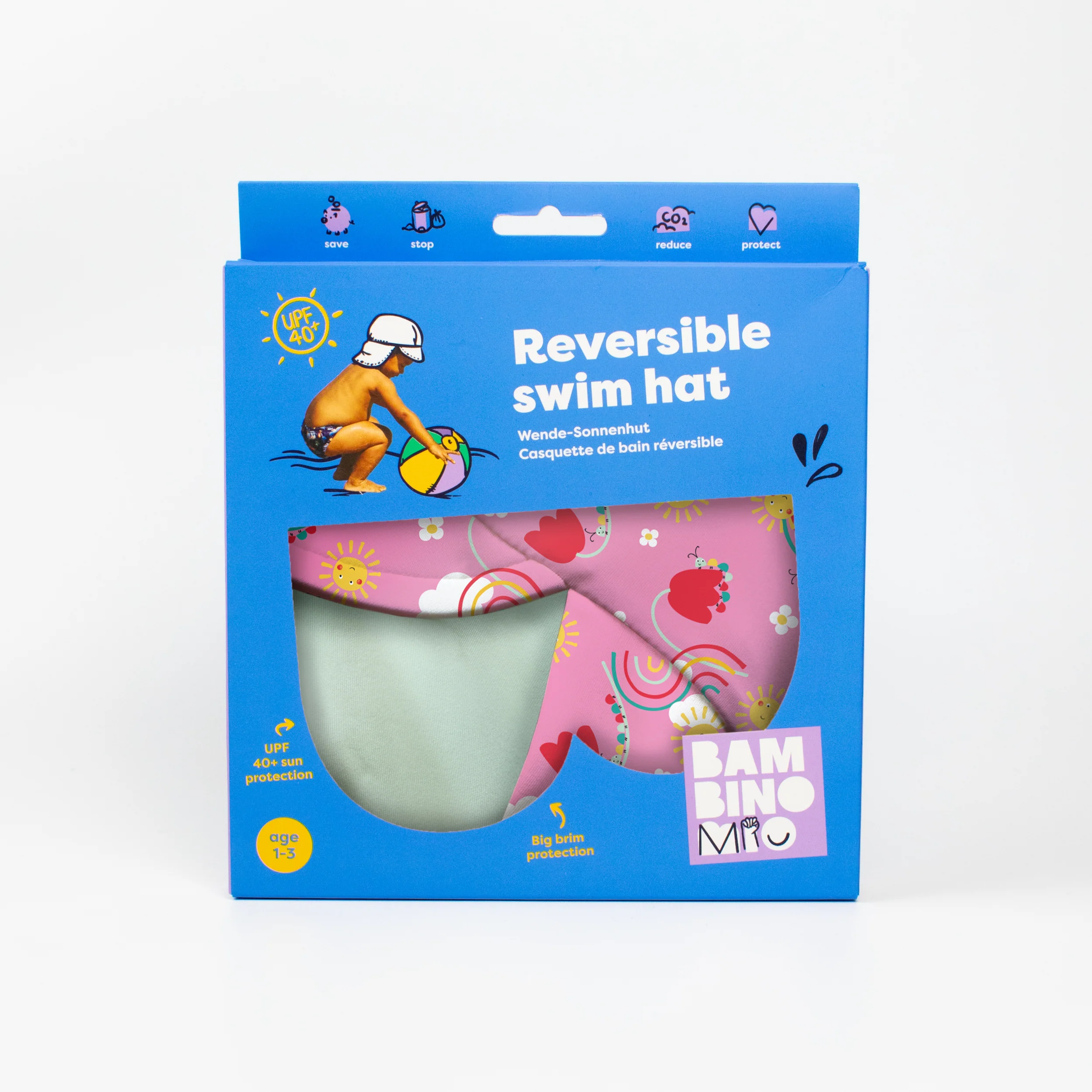 UPF 40+ Reversible Swim Hat for Babies and Toddlers in Happy Days - Image 7