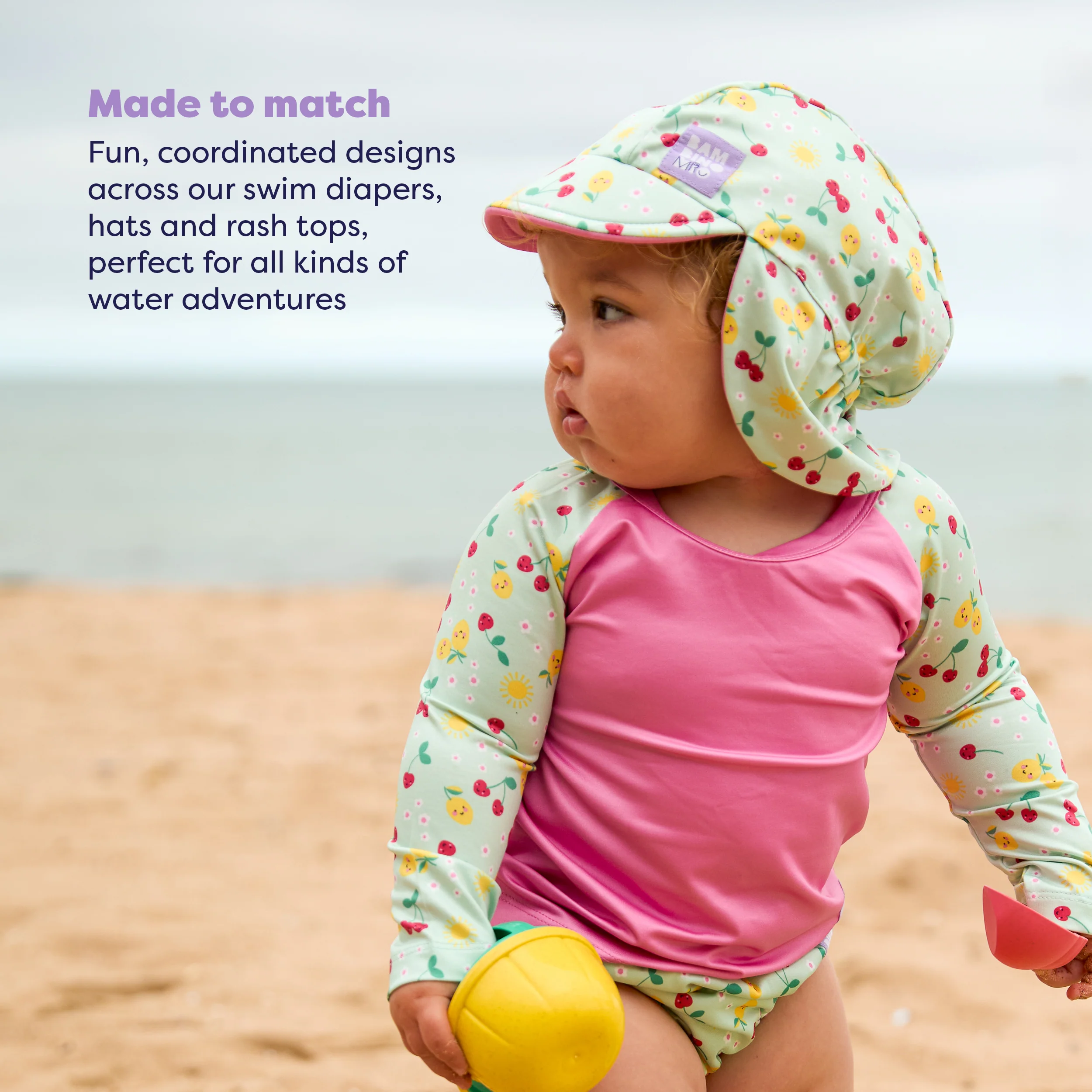 UPF 40+ Reversible Swim Hat for Babies and Toddlers in Juicy Fruit - Image 4
