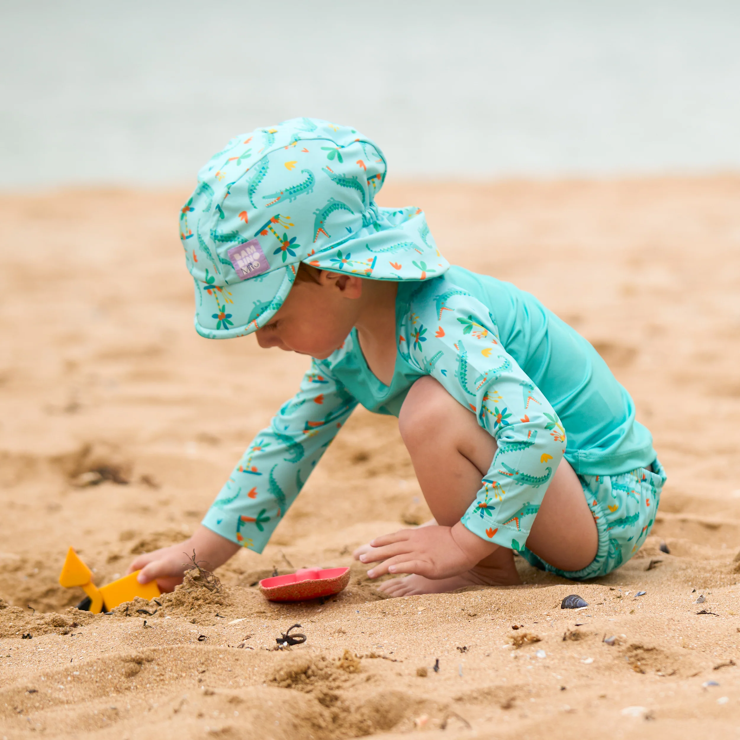 UPF 40+ Soft and Gentle Protective Beach Rash Vest in Crafty Croc - Image 6